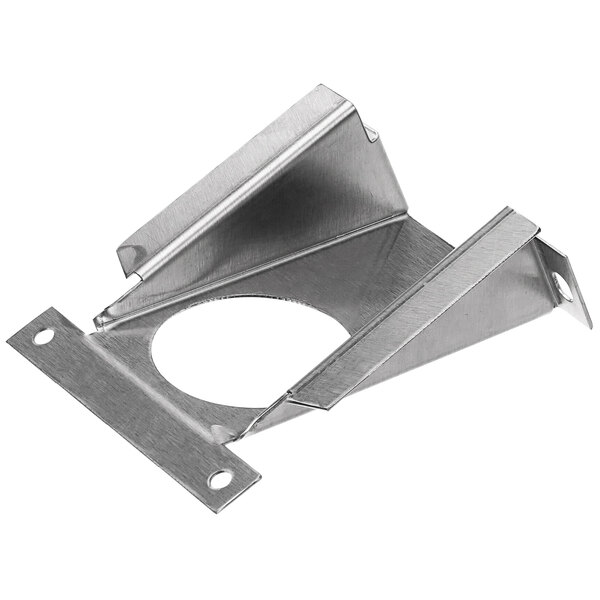 A metal bracket with a hole in it.