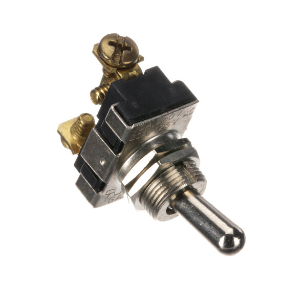 A close-up of a Stero Toggle Switch with a metal knob.