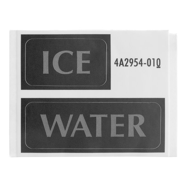 A close-up of a Hoshizaki ice water label.