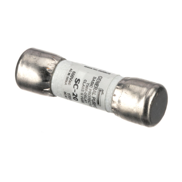 A close-up of a silver NU-VU 20 amp fuse.