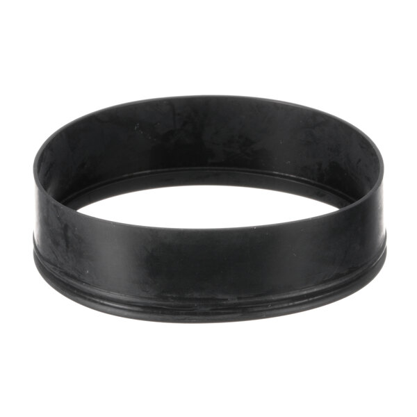 A black rubber Manitowoc Ice chute seal ring with a hole.