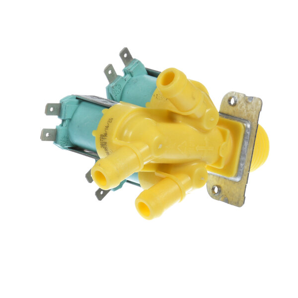 A yellow and blue Unimac 3 way hot water valve.