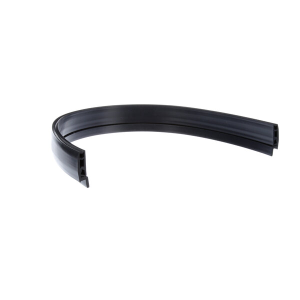A black rubber strip on a white background with curved edges.