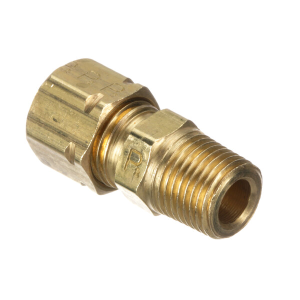 A brass Middleby Marshall threaded male connector.