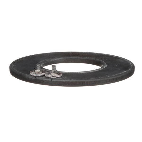A black rubber ring with screws on it.