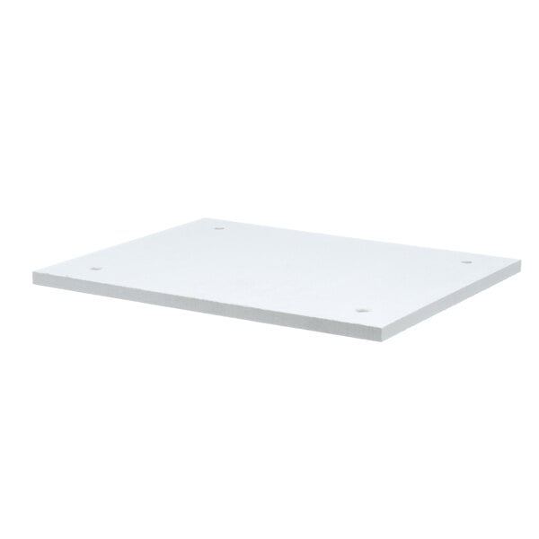 A white rectangular board insulator with screws.