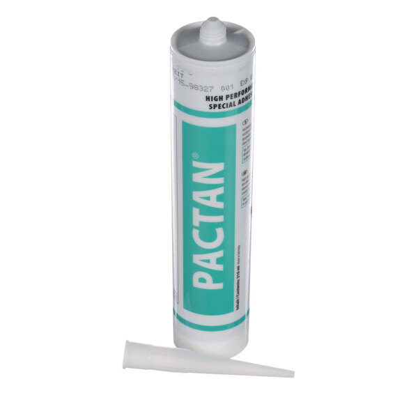 A white and blue tube of Henny Penny Pactan glue with a white cap.