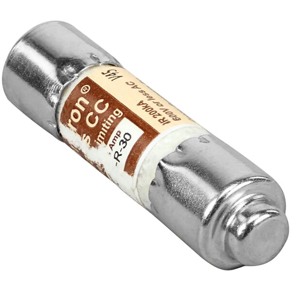 A silver and brown Bakers Pride fuse with a tube.