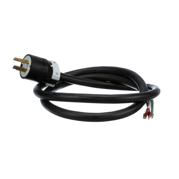 A black Frymaster 3 phase 4 wire cord set with a plug.