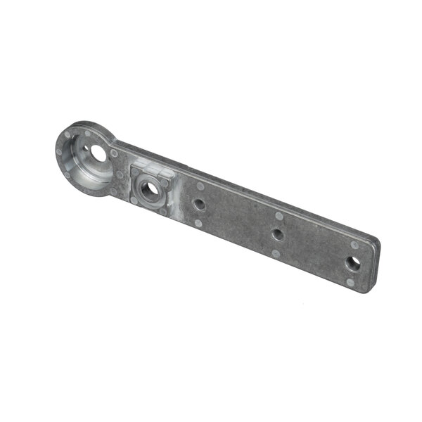 A metal Rondo left roller bracket with two holes.