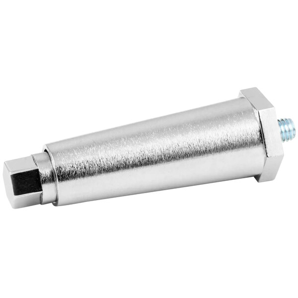 A silver metal cylinder with a bolt on the end.
