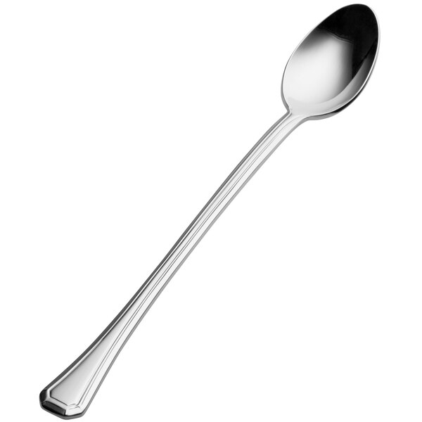 A Bon Chef stainless steel iced tea spoon with a silver handle and spoon.