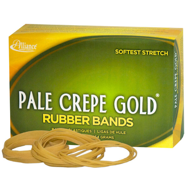 Alliance 20645 Pale Crepe Gold 3 1/2" x 1/4" #64 Rubber Band, 1 lb. - 490/Box