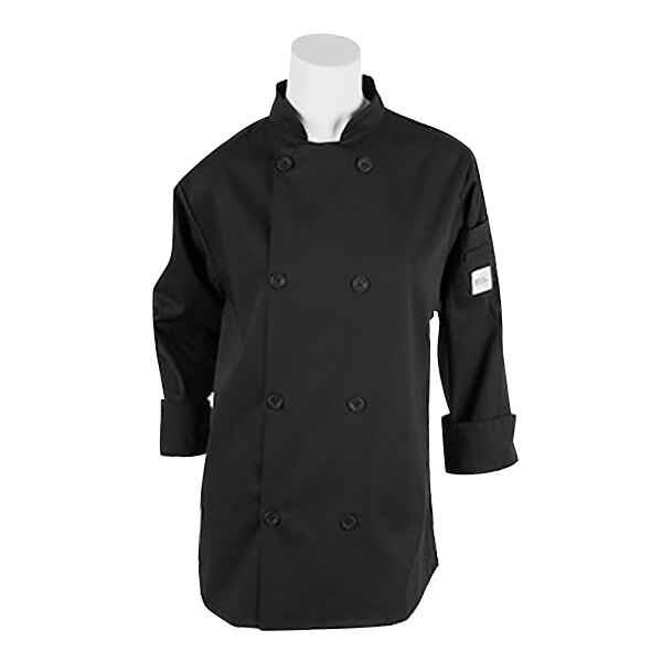 Mercer M60020BK2X Millennia Women's 45" 2X Black Double Breasted Long