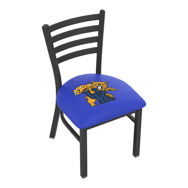 Holland Bar Stool L00418UKYCat Black Steel University of Kentucky Chair with Ladder Back and Padded Seat