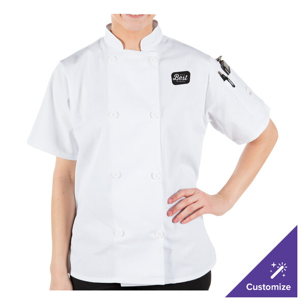 Mercer Culinary Genesis® Women's White Customizable Long Sleeve Chef Mercer Culinary Genesis® Women's White Customizable Long Sleeve Chef