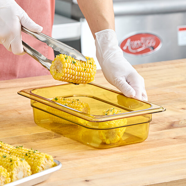 Cambro 42HP150 H-Pan™ 1/4 Size Amber High Heat Plastic Food Pan