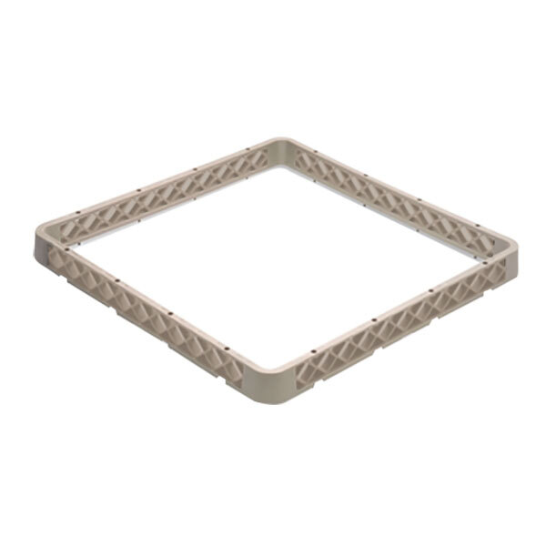 A beige plastic square frame for Vollrath Traex glass racks with a diamond shaped pattern.