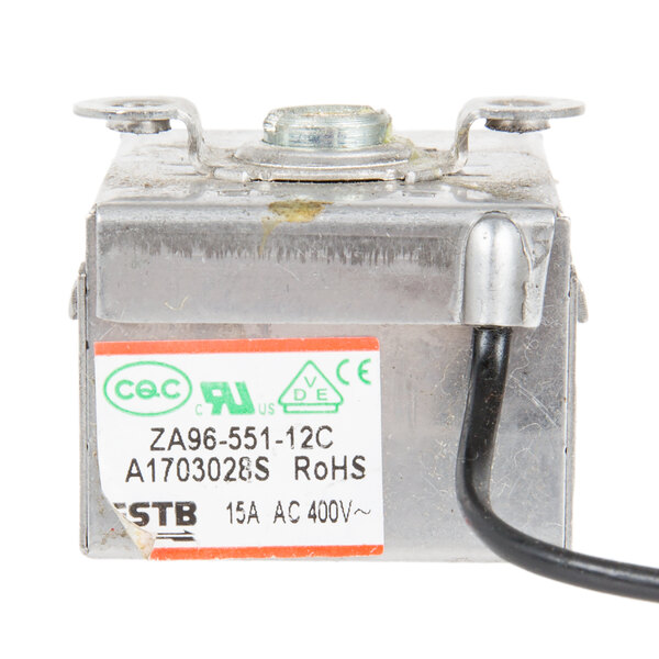 An Avantco thermostat with a small metal box.