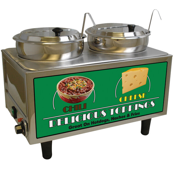 Benchmark USA 51072A Dual 7 Qt. Chili and Cheese Warmer with Ladles and