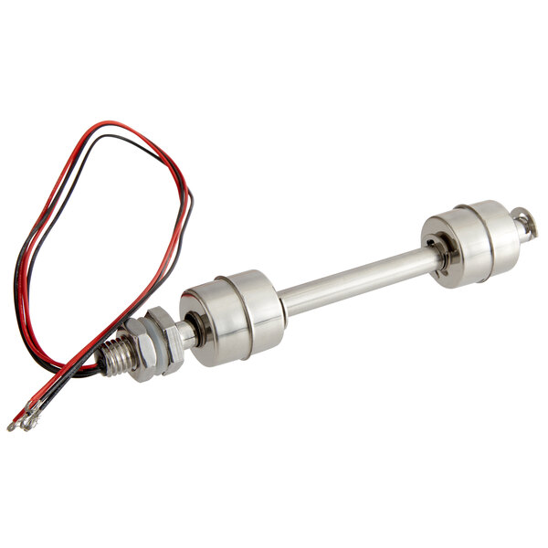 An Avantco float switch with metal rod and wires.
