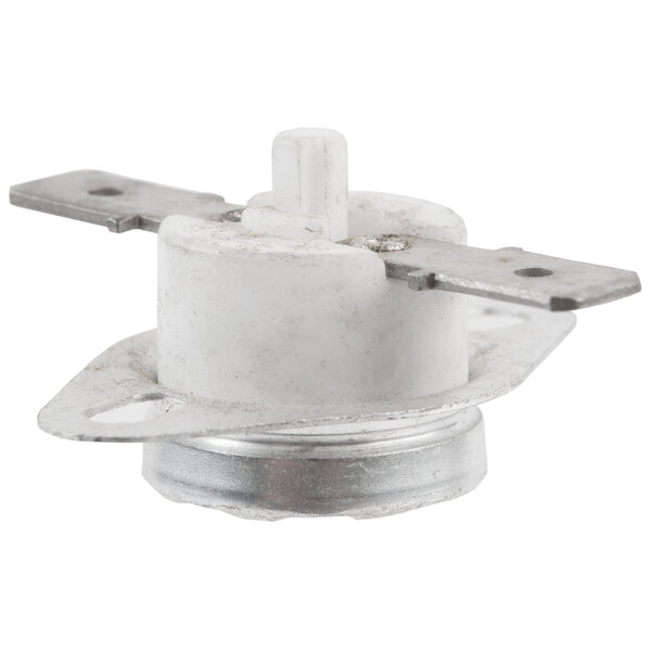 A white Avantco hi-limit thermostat with metal parts.