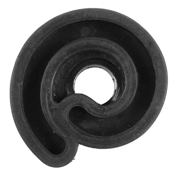 A black rubber spiral with a hole in the middle.