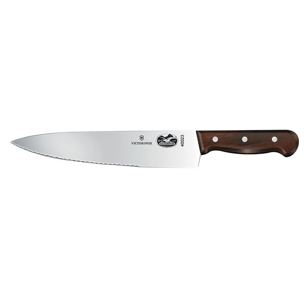 Victorinox 5.2030.25 10" Straight / Serrated Edge Chef Knife with Rosewood Handle