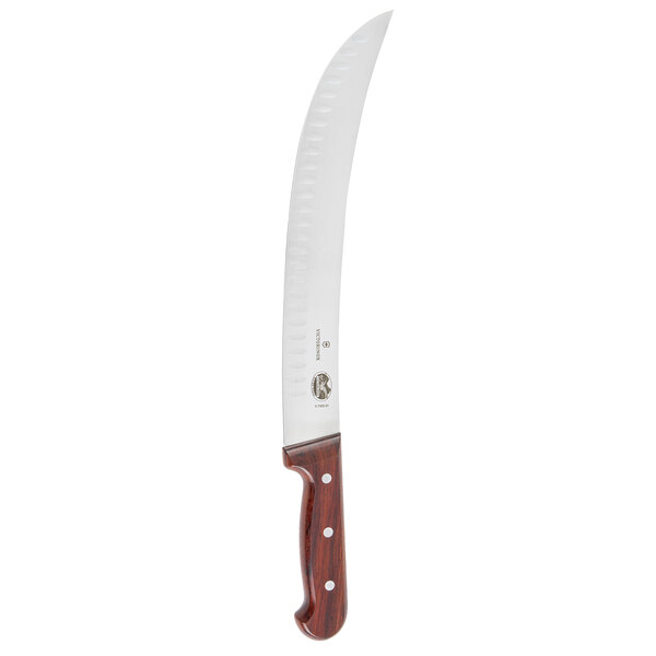 A Victorinox cimeter knife with a rosewood handle.
