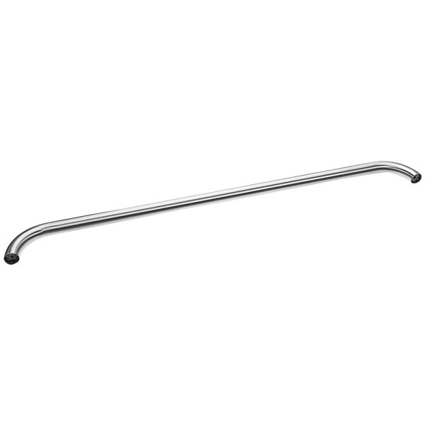 A long silver stainless steel MagiKitch'n utility bar with a hole in the end.