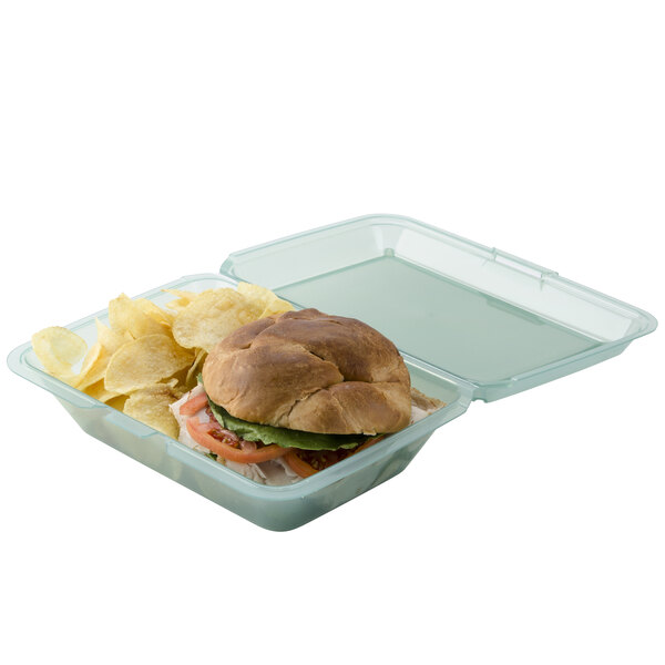 GET EC-04 9" x 6 1/2" x 2 1/2" Jade Green Customizable Reusable Eco-Takeouts Container - 12/Pack