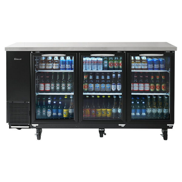 Turbo Air TBB2472SGN Super Deluxe 73" Glass Door Narrow Back Bar Refrigerator