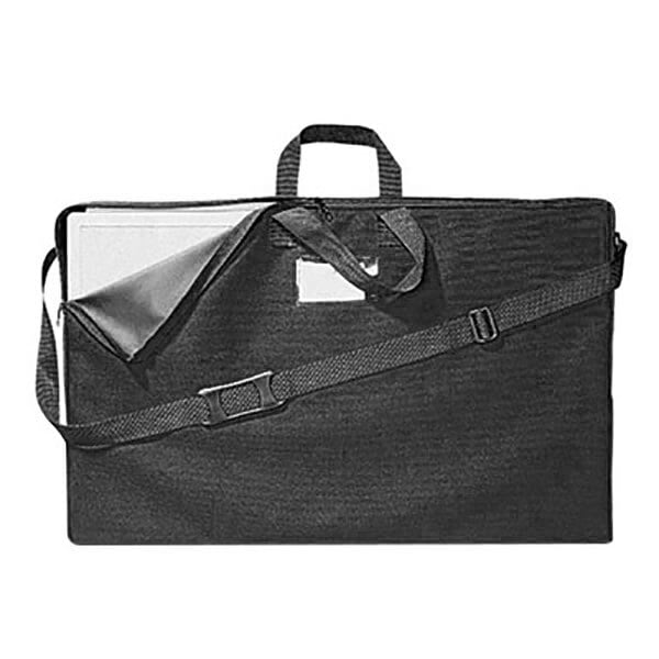 A black Quartet tabletop display canvas carrying case with a strap.