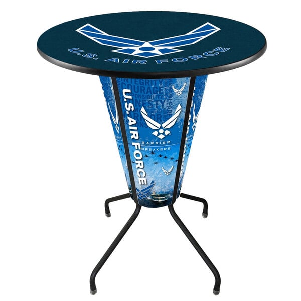 Holland Bar Stool L218B42AirFor36RAirFor United States Air Force 36" Round Bar Height LED Pub Table