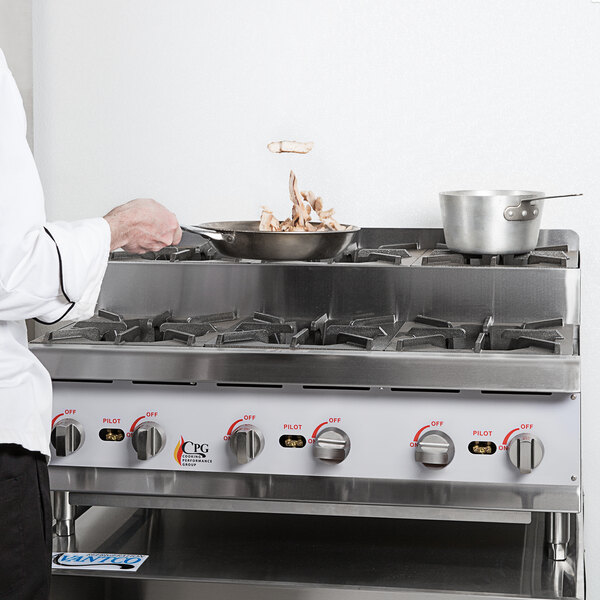 Cooking Performance Group SR-CPG-36-NL 36" Step-Up Countertop Range / Hot Plate with 6 High Output Burners - 180,000 BTU