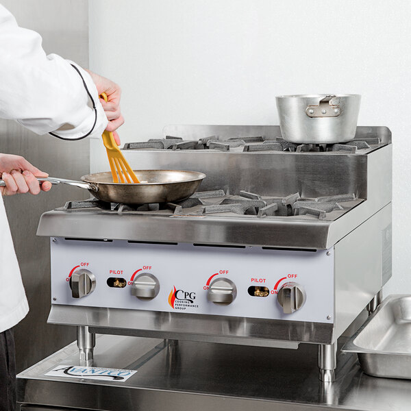 Cooking Performance Group CK-HPSU424 24" Step-Up Countertop Range / Hot Plate with 4 High Output Burners - 120,000 BTU