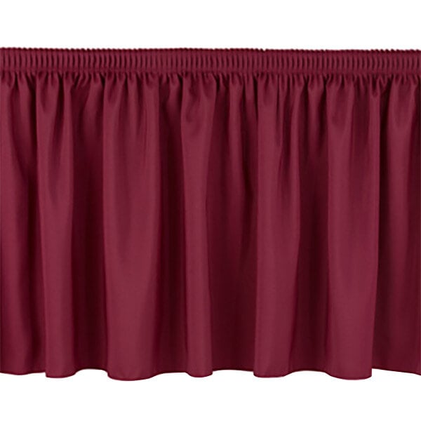 National Public Seating SS32-48 Burgundy Shirred Stage Skirt for 32" Stage - 31" x 48"