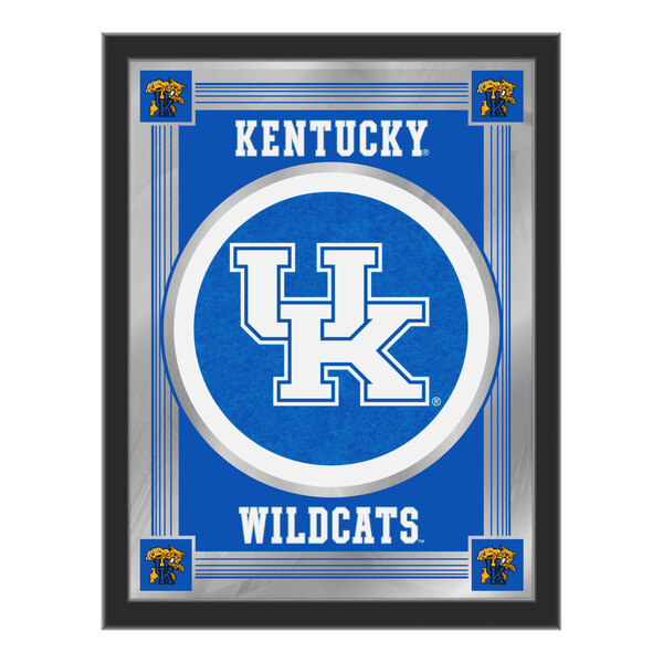 A blue and white University of Kentucky logo framed mirror.