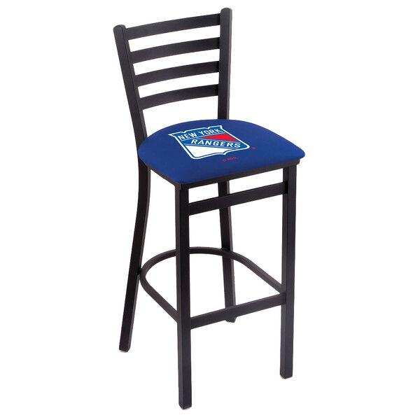 Holland Bar Stool L00430NYRang Black Steel New York Rangers Bar Height Chair with Ladder Back