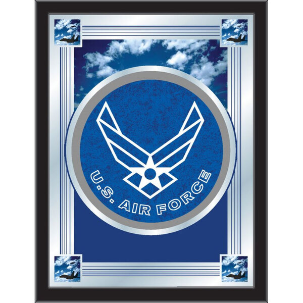 A framed blue and white United States Air Force logo.