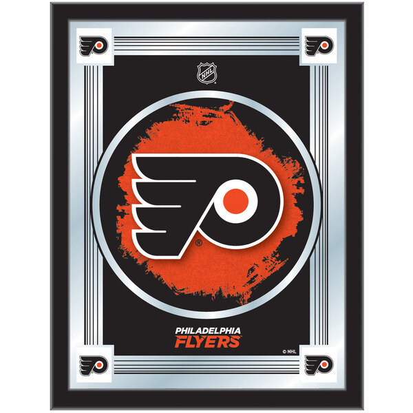 A framed Philadelphia Flyers logo mirror.