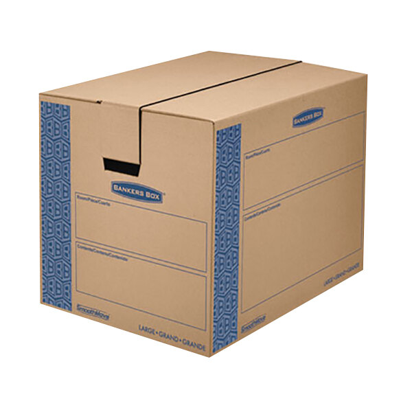 Banker's Box 0062901 SmoothMove Prime 24" x 18" x 18" Kraft / Blue Large Moving Box   - 6/Case