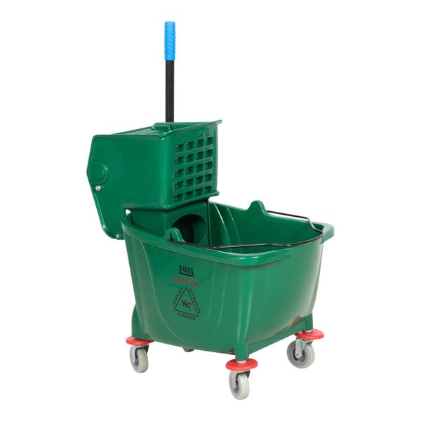 Lavex 35 Qt. Green Mop Bucket & Side Press Wringer Combo