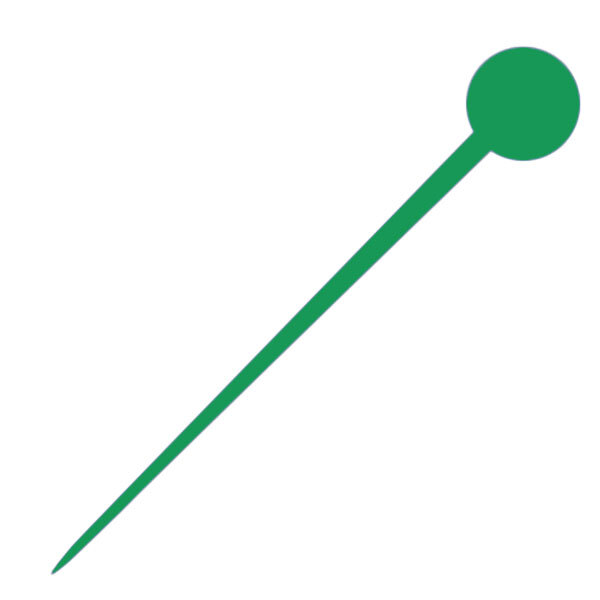A green needle with a round green disc on top.