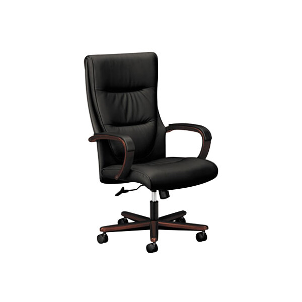 HON VL844NSB11 Basyx HighBack Black Leather Executive Office Chair
