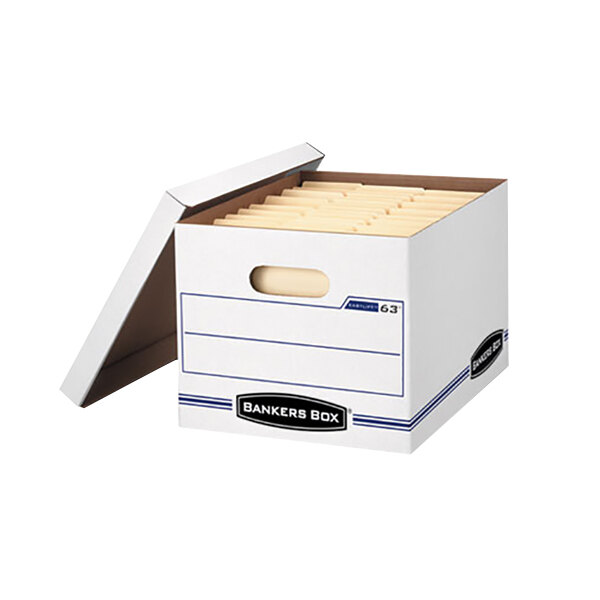 Fellowes 0006301 Banker's Box Easylift 13 1/4" x 12 3/4" x 10 1/2" White Letter File Storage Box with Lift-Off Lid - 12/Case