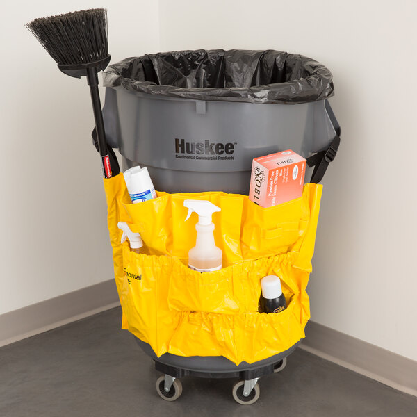 Continental 3175 Yellow Vinyl Caddy Bag for Huskee Trash Cans