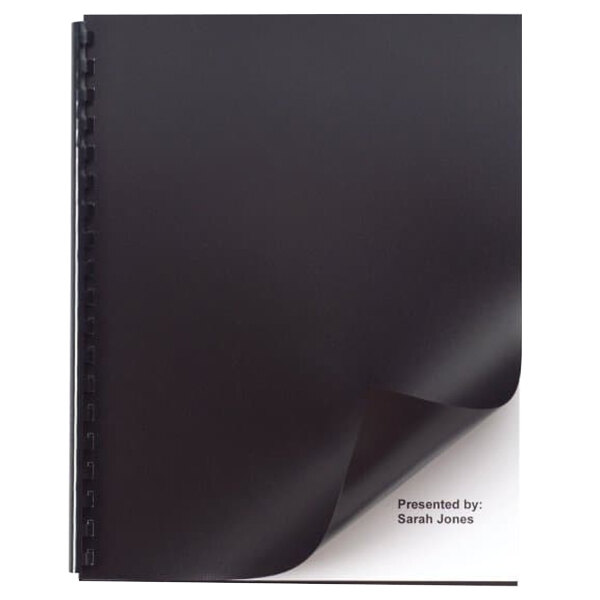 Swingline GBC 2514493 11" x 8 1/2" Opaque Black Unpunched Binding System Cover - 50/Pack