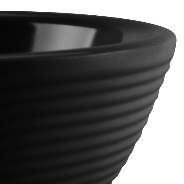Tablecraft RAM3RBK 3 oz. Black Round Ribbed Melamine Ramekin - 12/Pack