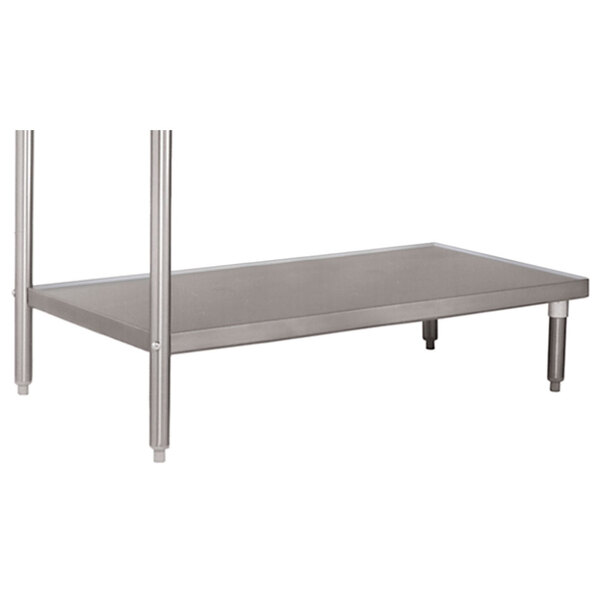 An Eagle Group stainless steel dishtable undershelf with legs.